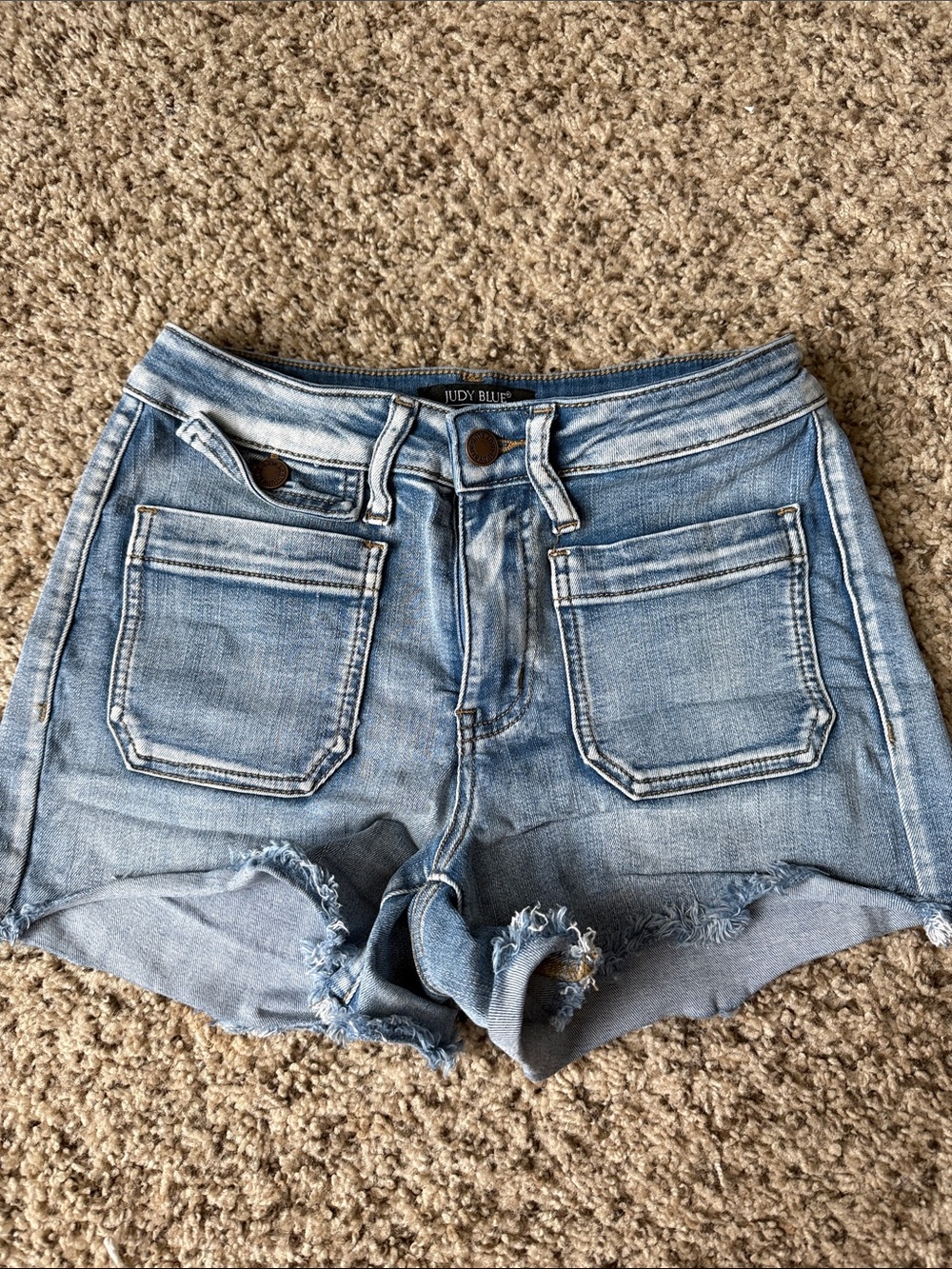 Judy Blue Light Blue Distressed Denim Cutoff Shorts